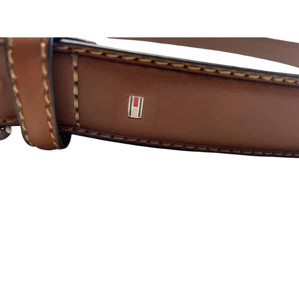 Tommy Hilfiger Brown Coated Leather Belt Vintage 90s Men's 54-56